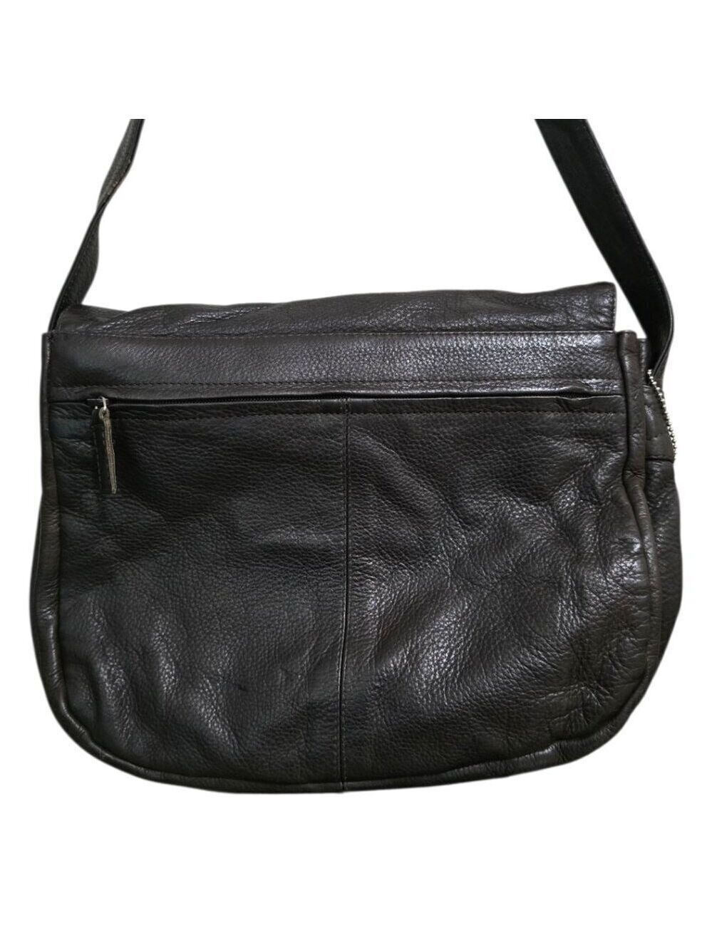 Kenneth Cole Black Genuine Leather Saddlebag Crossbody Purse - Picture 3 of 15